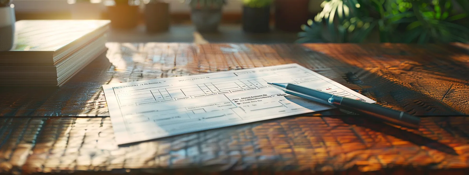 a close-up of an elegantly designed personalized cheque resting on a polished wooden desk, bathed in soft natural light, with subtle hints of urgent fee notices and specialty features subtly visible around it, symbolizing the hidden costs and complexities of cheque ordering.