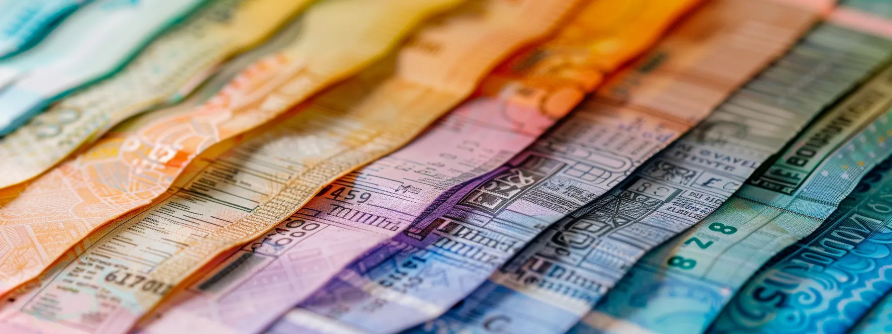 a detailed close-up of an array of high-quality business and personal cheques on various textured papers, showcasing vibrant printing techniques with integrated security features under soft, natural lighting to highlight clarity and durability.