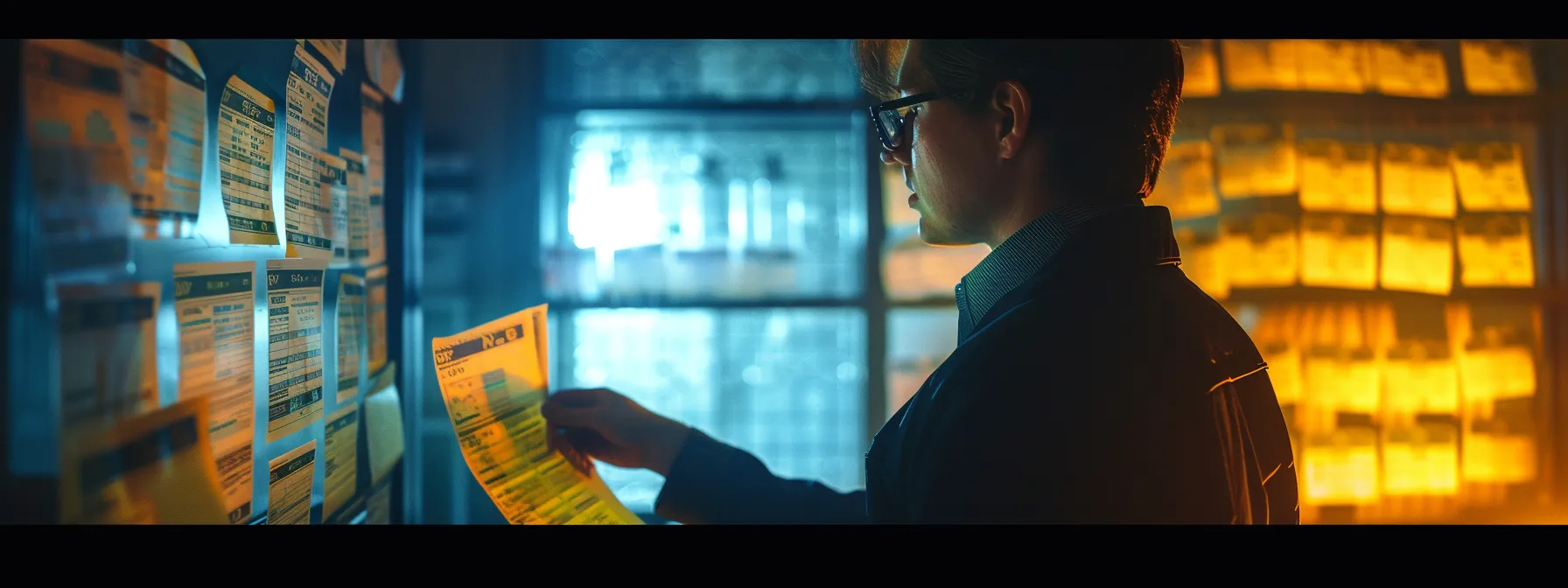 a disciplined accountant meticulously reviews a row of organized cheques against a glowing computer screen displaying bank statements, illuminated by soft, natural light that conveys a sense of professionalism and accuracy.