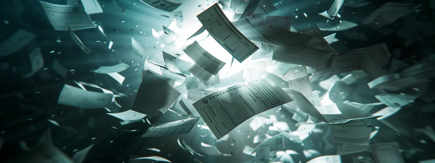 a dramatic scene depicting a close-up of a bouncing cheque in a pile of business documents, illuminated by stark overhead lighting to emphasize its legal significance and the looming consequences for both individuals and businesses.