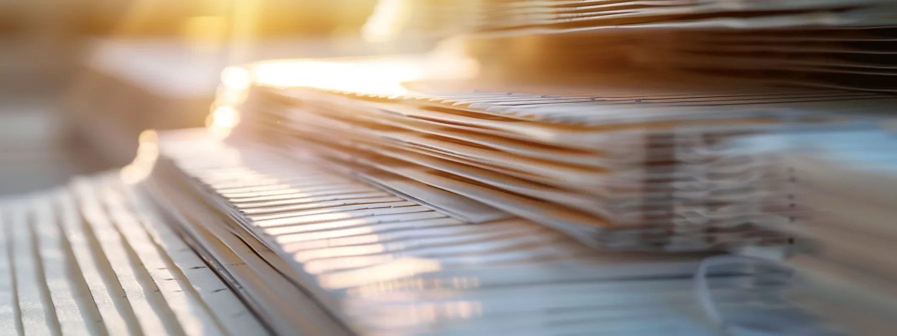 a dynamic close-up of a neatly organized stack of both manual and computer cheques, showcasing a blend of sleek modern design and classic paper texture, illuminated by soft, focused lighting to highlight the importance of efficient cheque inventory management in a business setting.