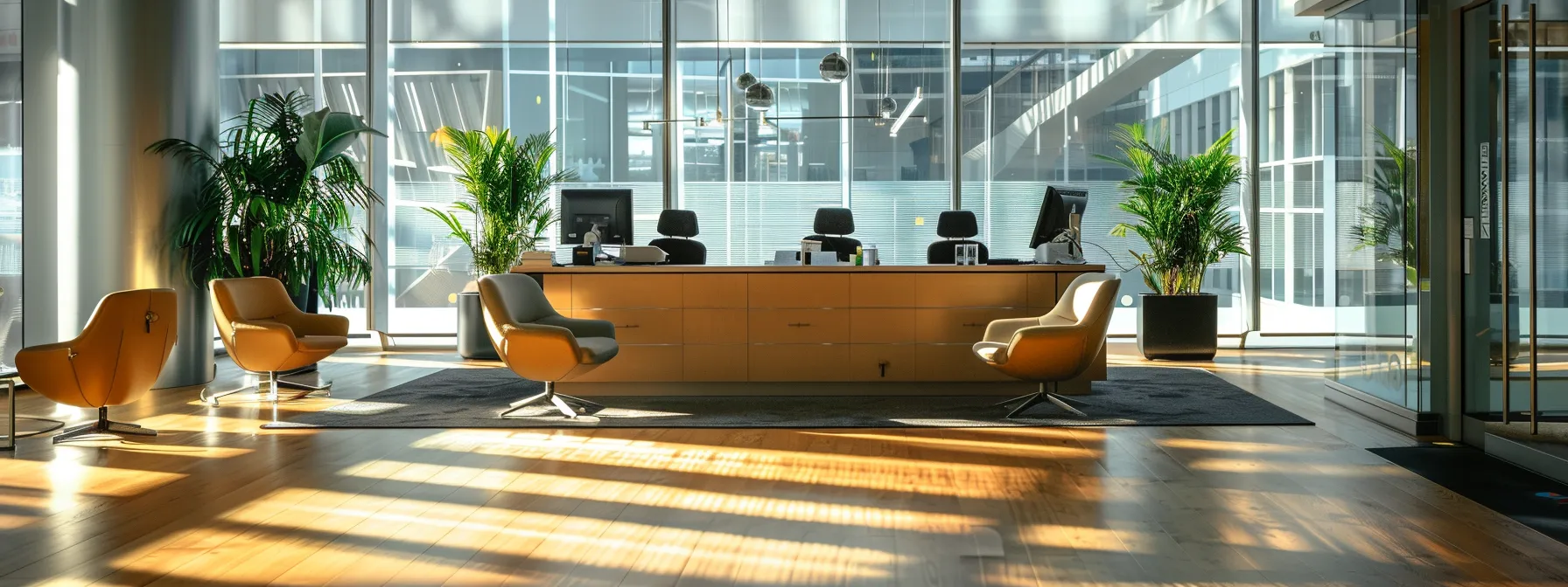 a futuristic office setting showcases a sleek digital cheque processing system, highlighting the contrast between traditional paper cheques and advanced technologies, illuminated by natural light streaming through floor-to-ceiling windows.