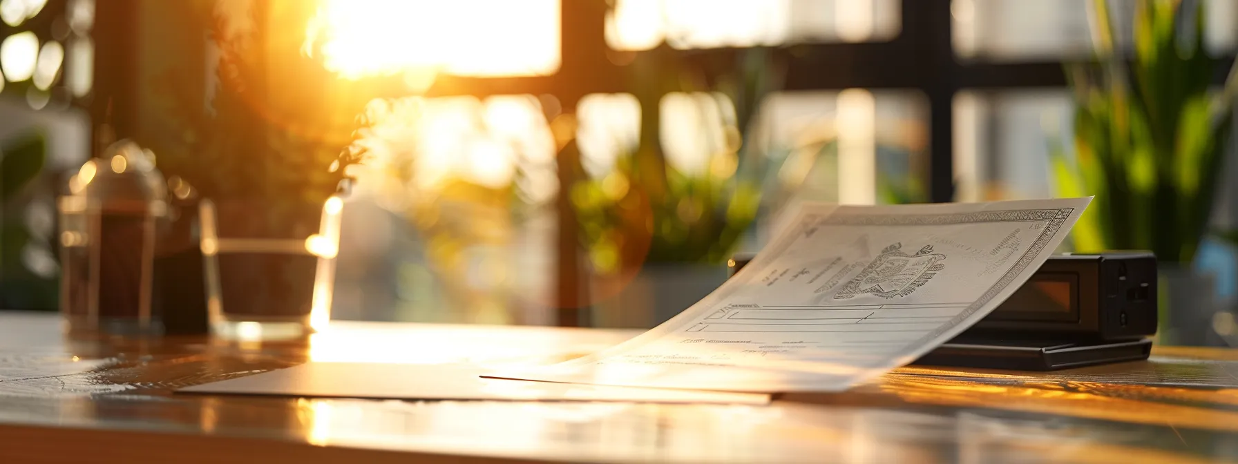 a professional business setting featuring a close-up of a sleek, high-quality cheque being presented on a polished wooden desk, illuminated by soft, natural light that highlights its intricate design and reinforces the theme of trust and transparency in customer service.