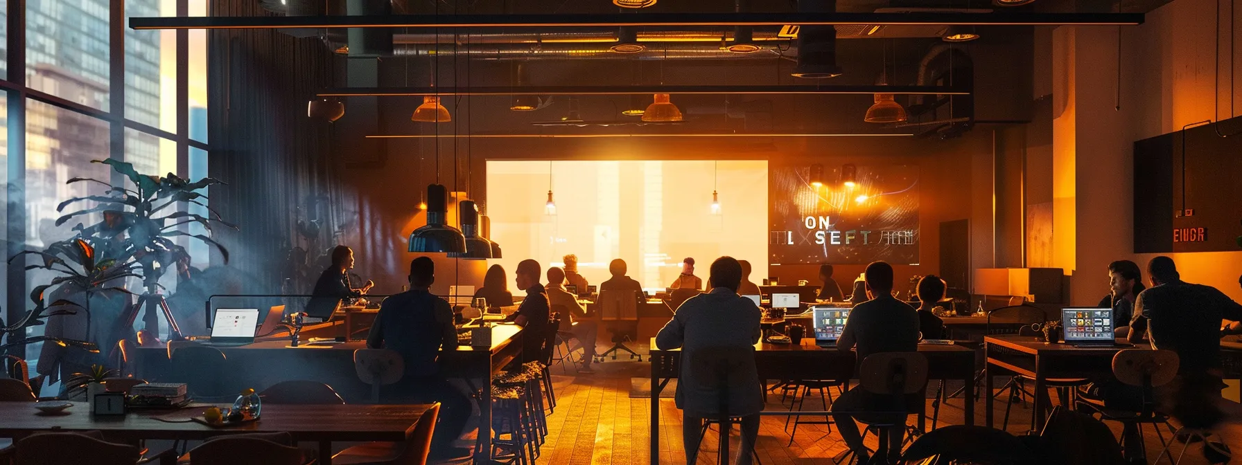 a professional workspace featuring a diverse group engaged in a dynamic workshop on third-party cheque guidelines, illuminated by soft overhead lighting, with focused expressions and modern technology creating an atmosphere of collaboration and learning.