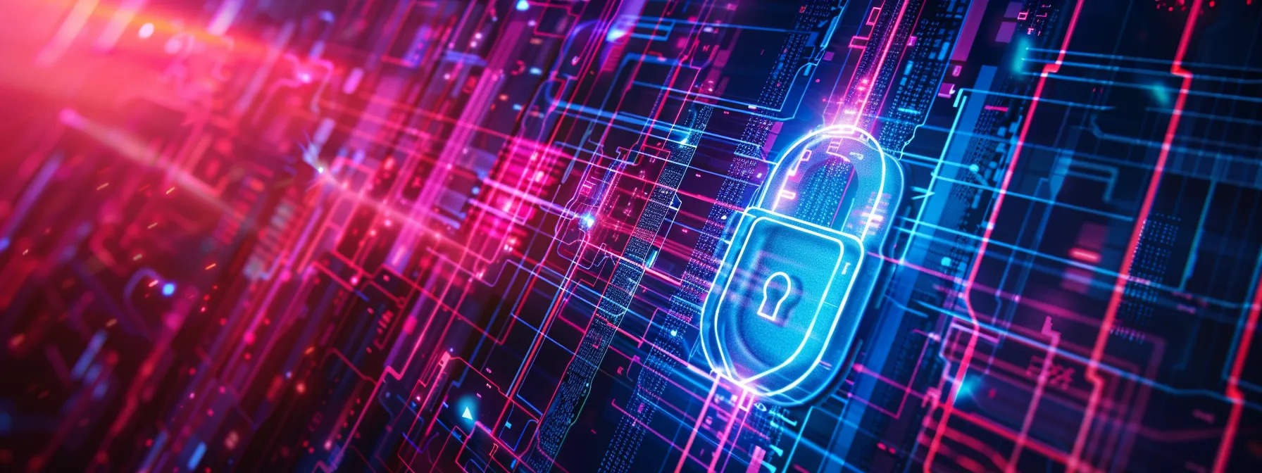a secure digital workspace with a sleek laptop displaying a padlock symbol, highlighting best practices for safeguarding payment information while ordering business cheques.