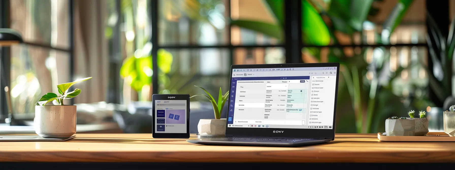 a serene office environment showcases a sleek laptop displaying a digital cheque ordering interface, bathed in warm natural light, symbolizing the ease and security of modern online banking for personal and business finances.