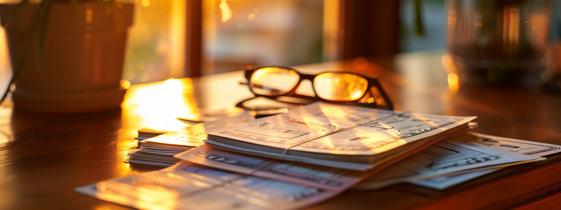 a sharply focused image of neatly stacked business and personal cheques on a polished wooden desk, illuminated by soft, warm light, symbolizing financial integrity and effective cheque management.