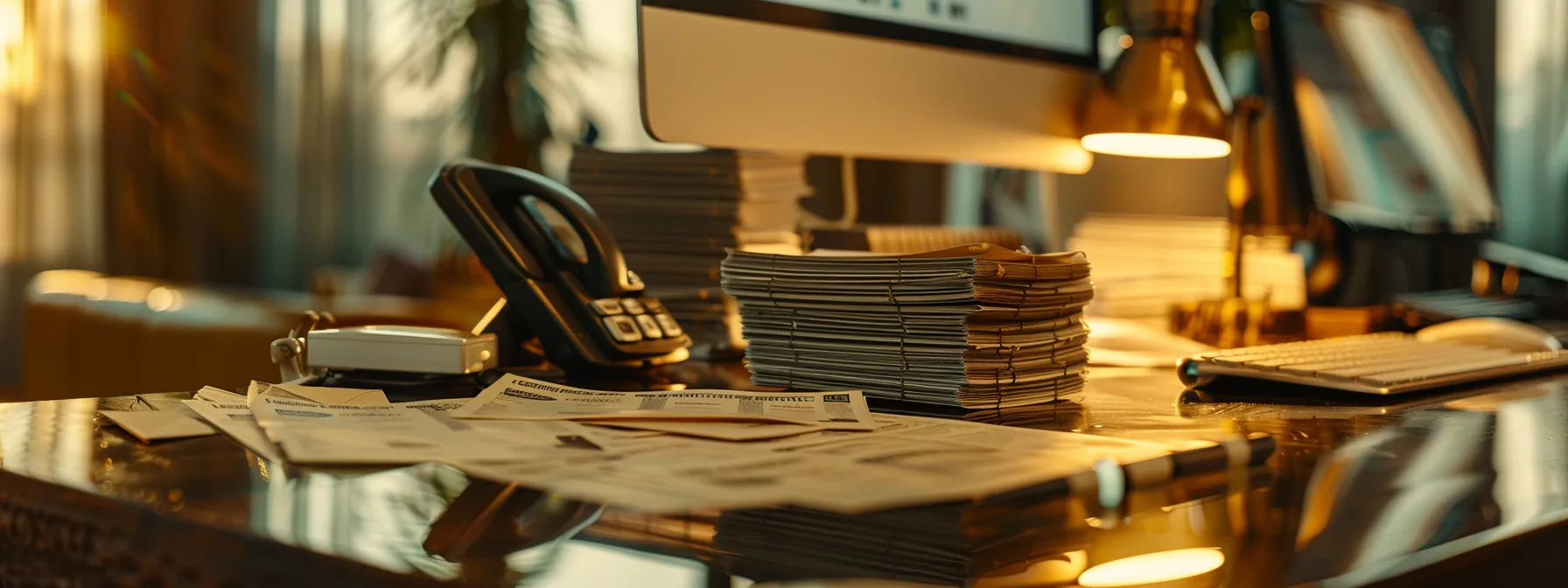 a sleek, modern business desk is adorned with an elegantly designed stack of custom business cheques, highlighting their intricate security features under warm, ambient lighting, symbolizing effective financial management and strategic cost optimization.