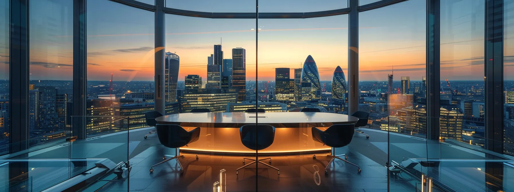 a sleek, modern financial office with a large window showcasing a bustling city skyline, emphasizing the strategic analysis of blank cheque companies and their capital investments under soft, ambient lighting.