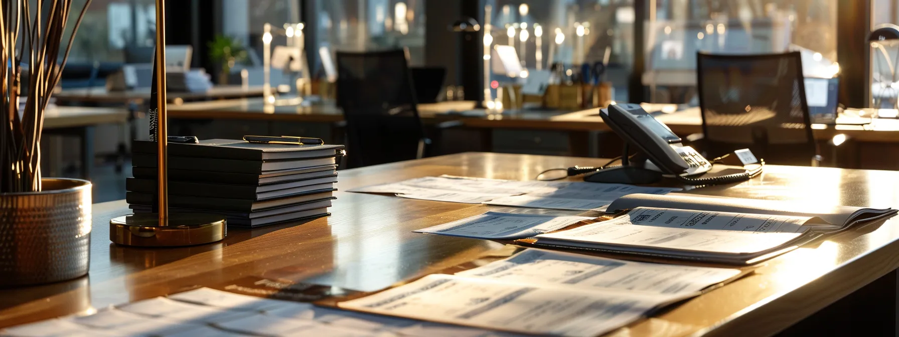 a sleek, modern office setting showcases customized cheques arranged elegantly on a polished desk, bathed in soft, natural light that highlights their intricate designs and printed barcodes, symbolizing the efficiency and innovation of contemporary business practices.