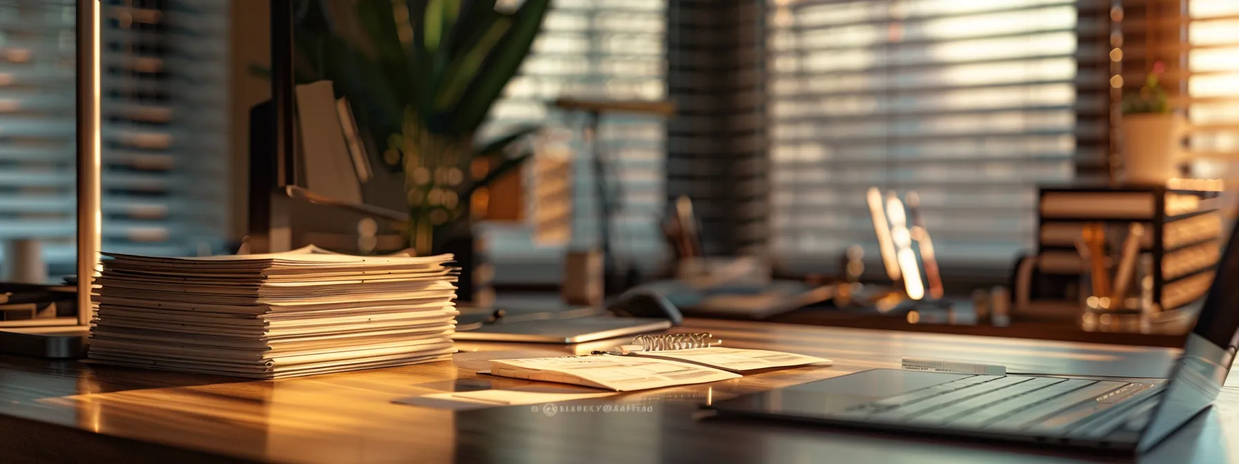 a sleek, organized workspace features a stack of personalized business cheques with elegant designs, illuminated by soft morning light, symbolizing efficient financial management and professional identity.