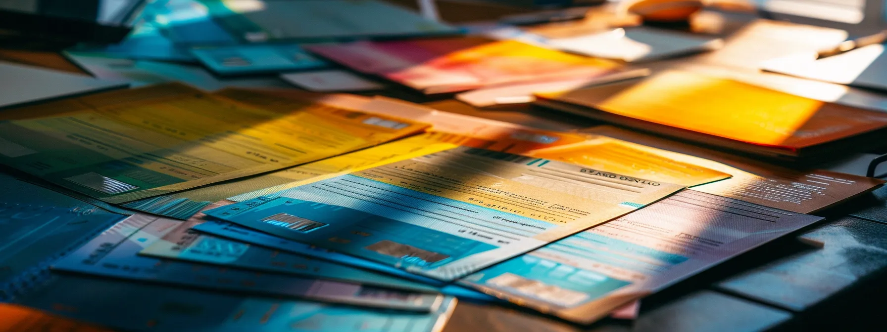 a vibrant array of custom-designed personal cheques, showcasing diverse artistic styles and colors, artfully arranged on a sleek modern desk, illuminated by soft natural light, capturing the essence of individuality in financial tools.