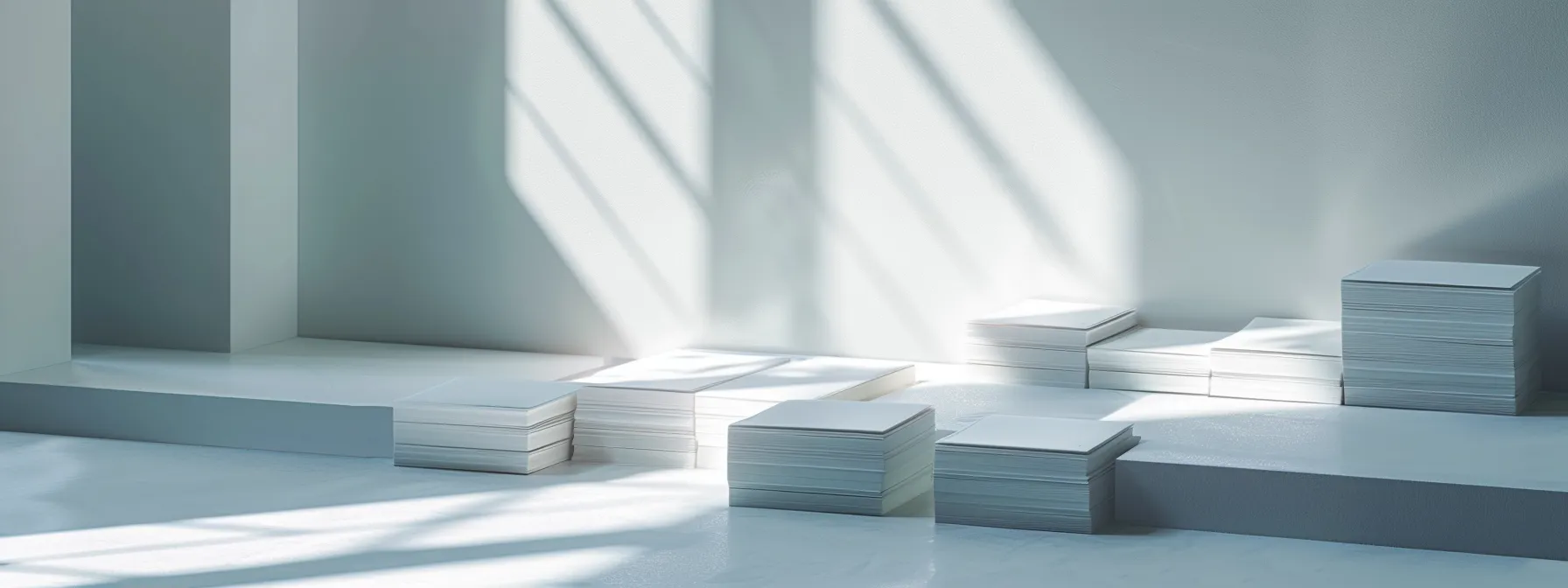 a visually striking arrangement of elegant business cheques, showcasing their secure design and convenience, elegantly displayed against a minimalist backdrop that enhances their professional appeal.