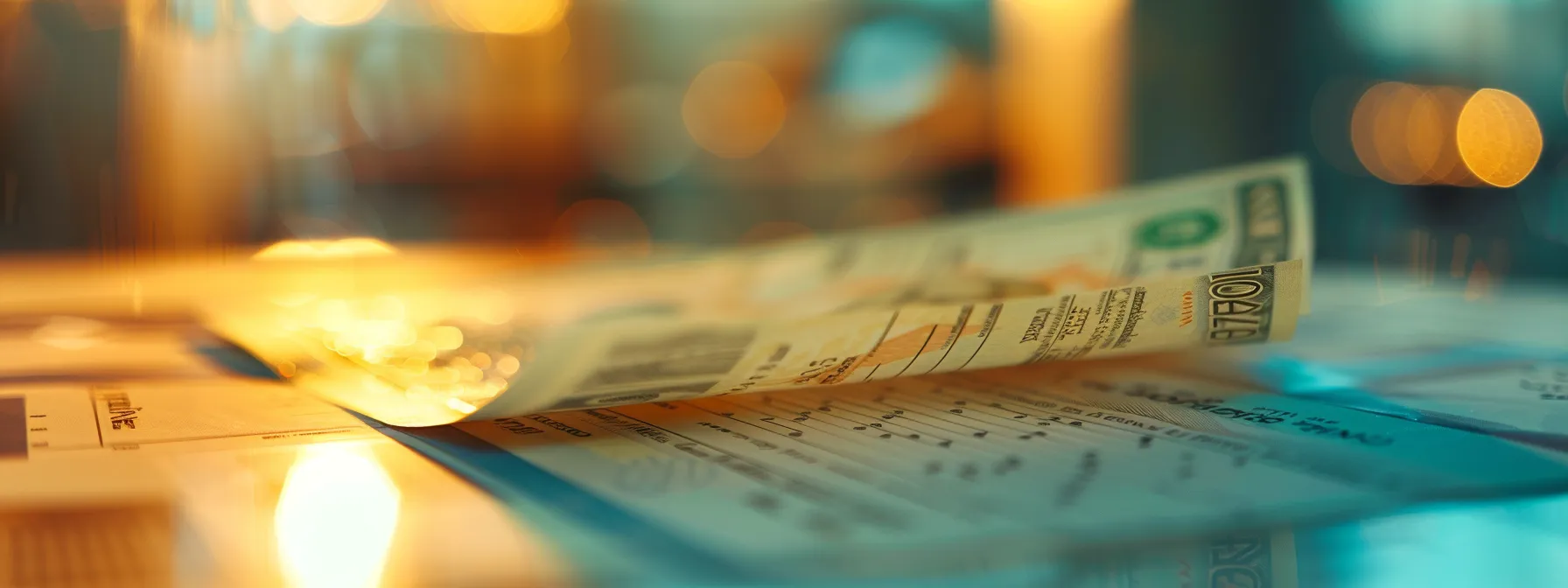 a visually striking close-up of a vibrant, intricately designed business cheque laying atop a blurred financial document, illuminated by soft, natural light streaming through a nearby window, emphasizing the elegance of financial security and professionalism.