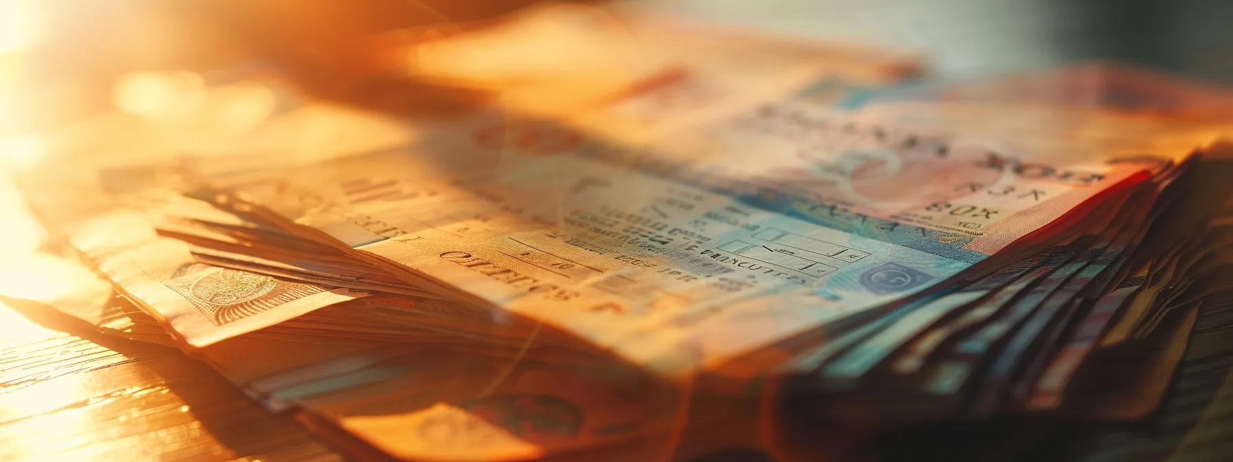 a visually striking close-up of a stack of elegantly designed business and personal cheques, showcasing diverse textures and colors, arranged artistically on a polished wooden surface, illuminated by soft, warm lighting to emphasize their security and sophistication in the context of modern financial management.
