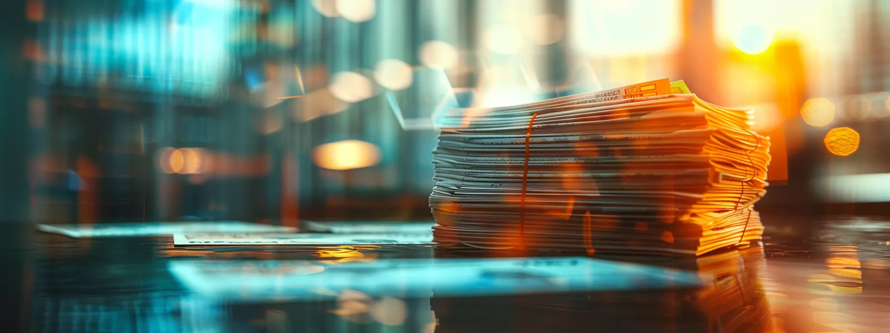 a visually striking composition showcases a stack of various cheque designs, including sleek business and personalized options, against a backdrop of blurred bank logos, highlighting the contrasts in user experiences and satisfaction.