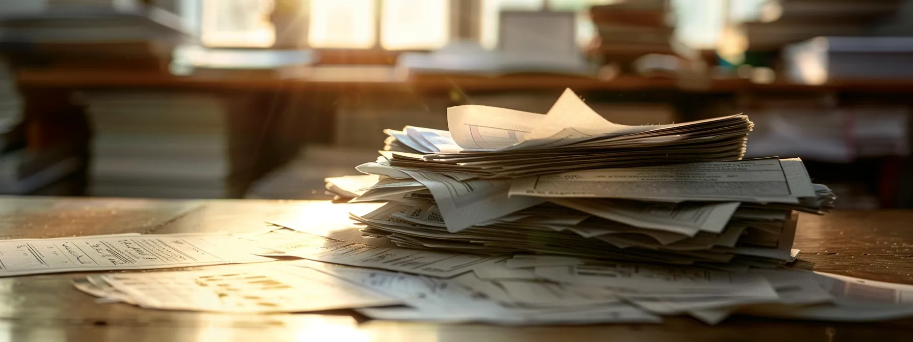 a visually striking image captures a stack of crumpled, low-quality cheque paper beside a sleek, pristine cheque book, highlighting the contrast between operational chaos and seamless financial transactions in a dimly lit office setting.