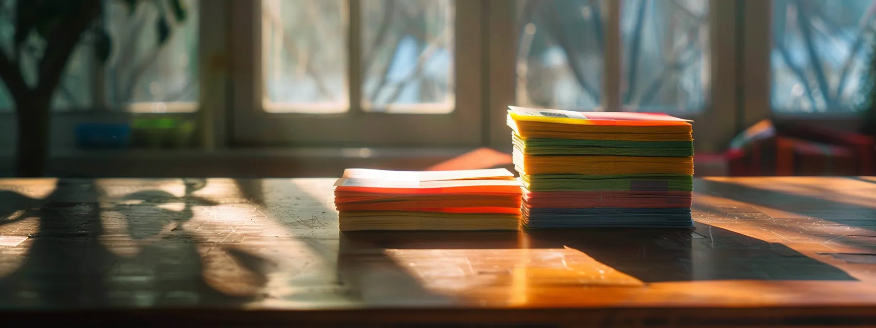 a visually striking scene captures a stack of colorful order cheques placed on a polished wooden desk, illuminated by soft natural light filtering through a window, symbolizing the importance of secure financial transactions and legal compliance in business.