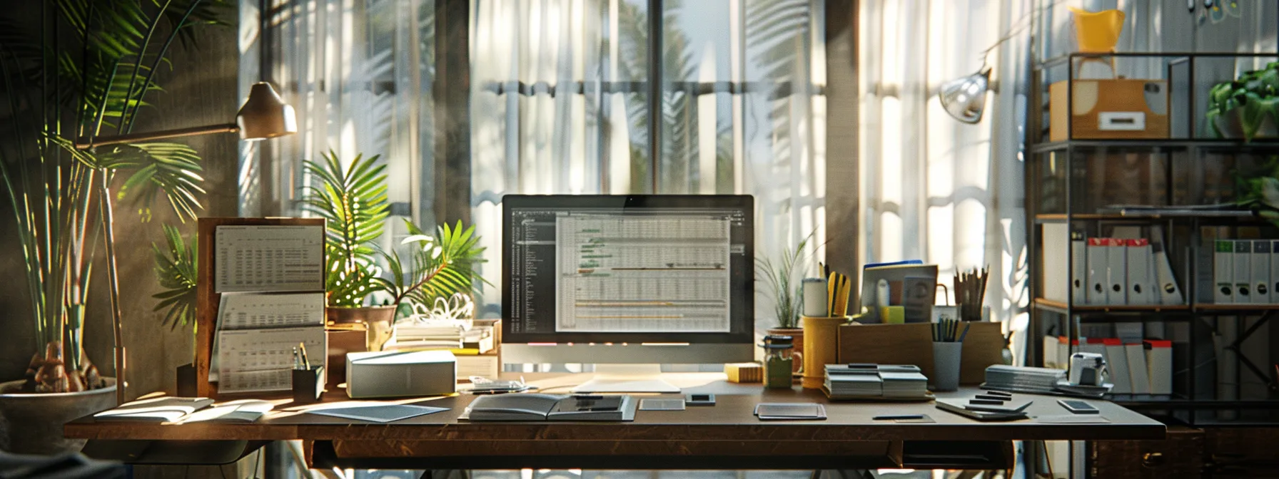 a visually striking scene of a well-organized workspace featuring an array of elegantly designed business and personal cheques, highlighting their unique features against a backdrop of cost factor charts and pricing models, illuminated by soft, natural light.