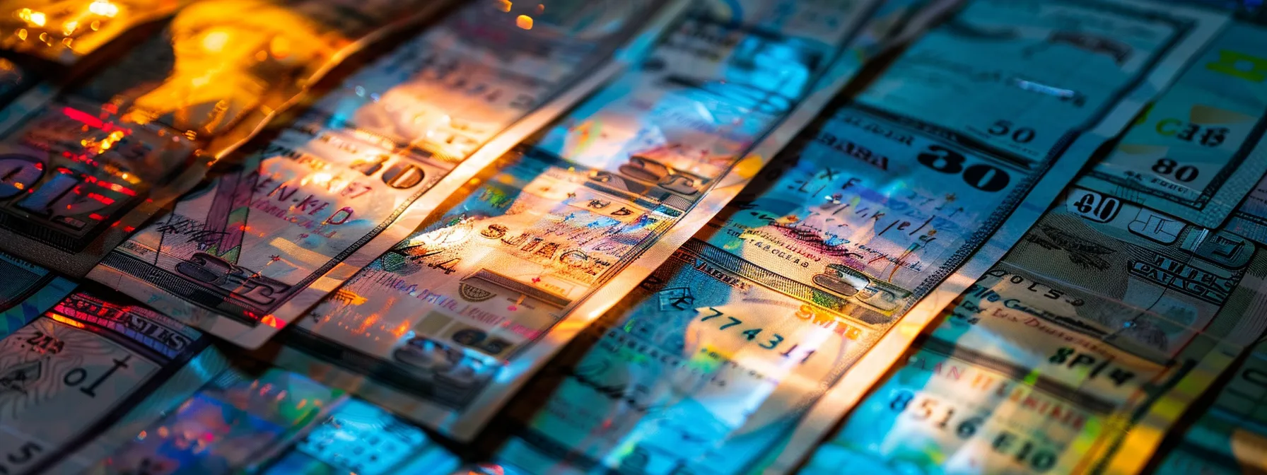 a vivid collection of creatively designed personal cheques, showcasing diverse themes and artistic elements, arranged aesthetically on a polished surface, illuminated by soft diffused lighting that accentuates their unique patterns and colors.