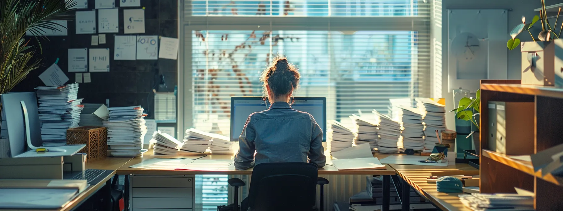 a well-organized office desk displays a stack of meticulously printed business cheques, with a focused employee reviewing a streamlined inventory system, illuminated by soft, natural light filtering through a nearby window.