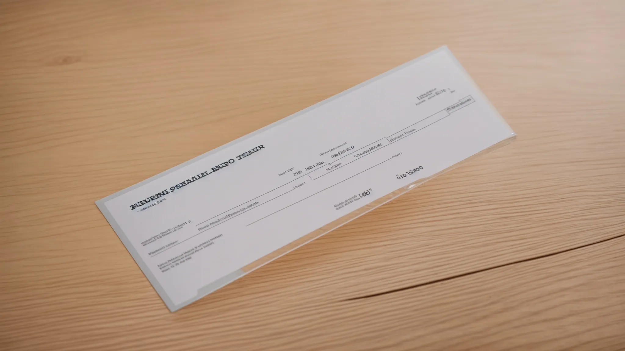 a close-up of a personal cheque laid on a polished wooden desk, illuminated by soft natural light, with an aura of concern and caution reflected in the surrounding environment, symbolizing the importance of safeguarding personal financial information against identity theft and cheque fraud.