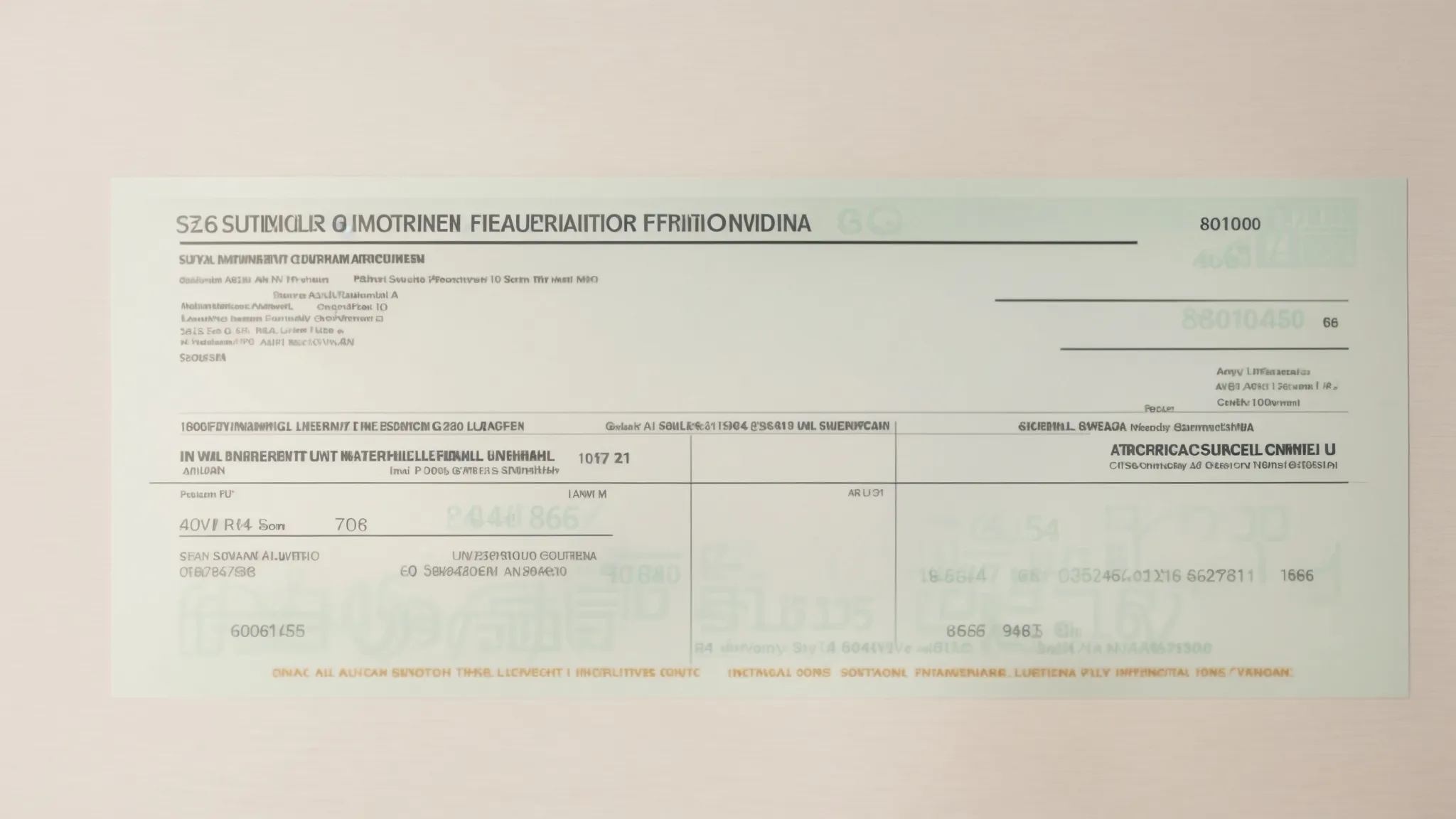 a close-up of a secure, visually intricate bulk cheque with customized security features, illuminated under soft, professional lighting to emphasize its anti-fraud measures and convey a sense of financial confidence and protection.