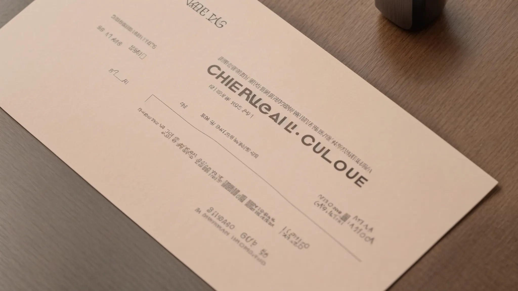 a close-up of an elegantly designed personal cheque lying on a polished wooden desk, surrounded by neatly stacked household bills, illuminated by warm, soft lighting that highlights the simplicity and practicality of personal finance management.