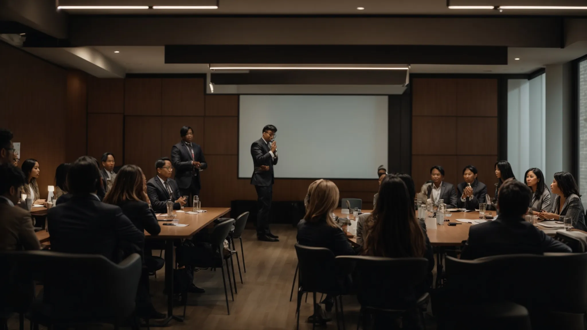 a dynamic and informative workshop setting showcases diverse individuals engaged in discussions about cheque fraud prevention, illuminated by warm, inviting lighting that highlights the importance of financial security and knowledge sharing.