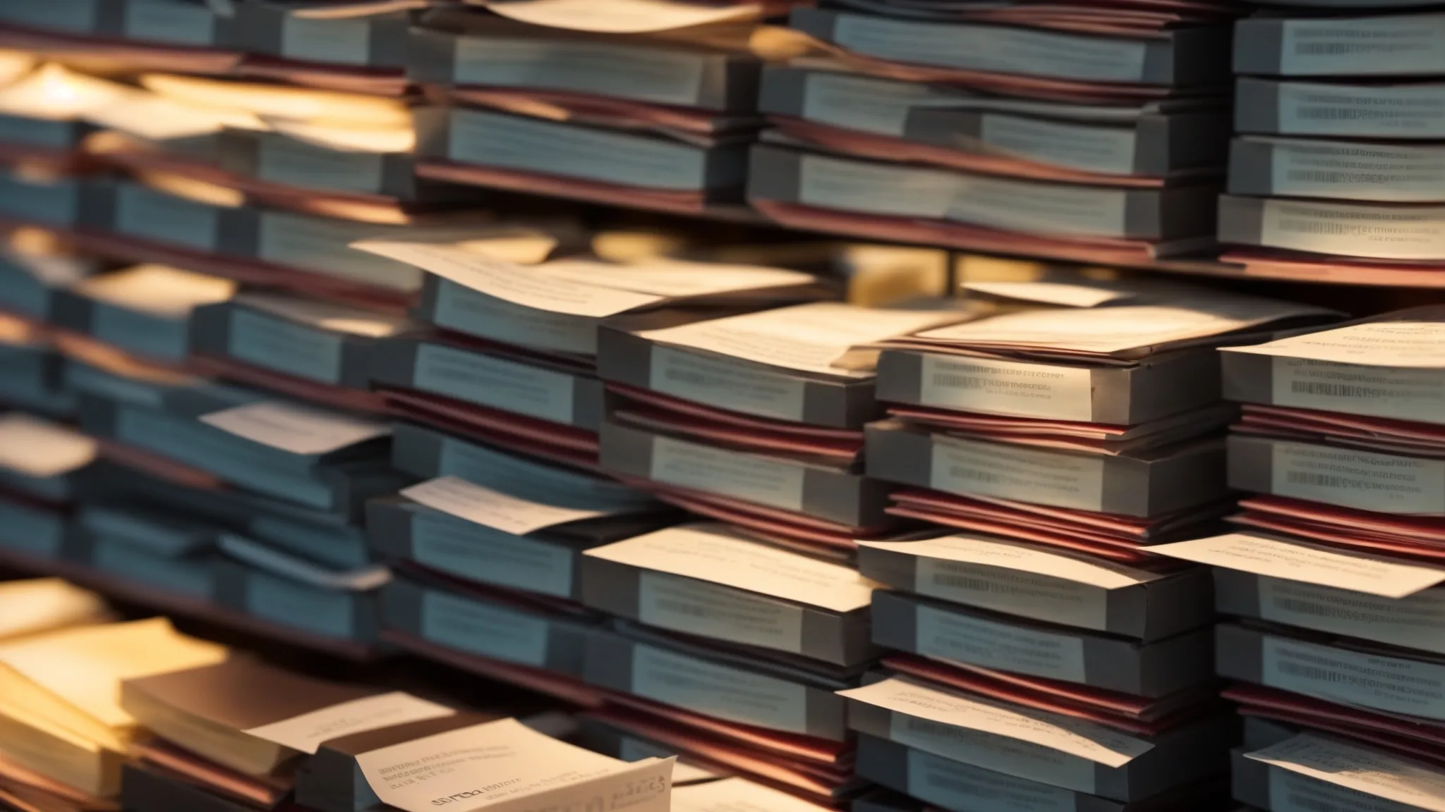 a dynamic office environment showcases a professional meticulously organizing a stack of mailed cheques under warm, focused lighting, symbolizing the critical importance of monitoring financial transactions for business security.