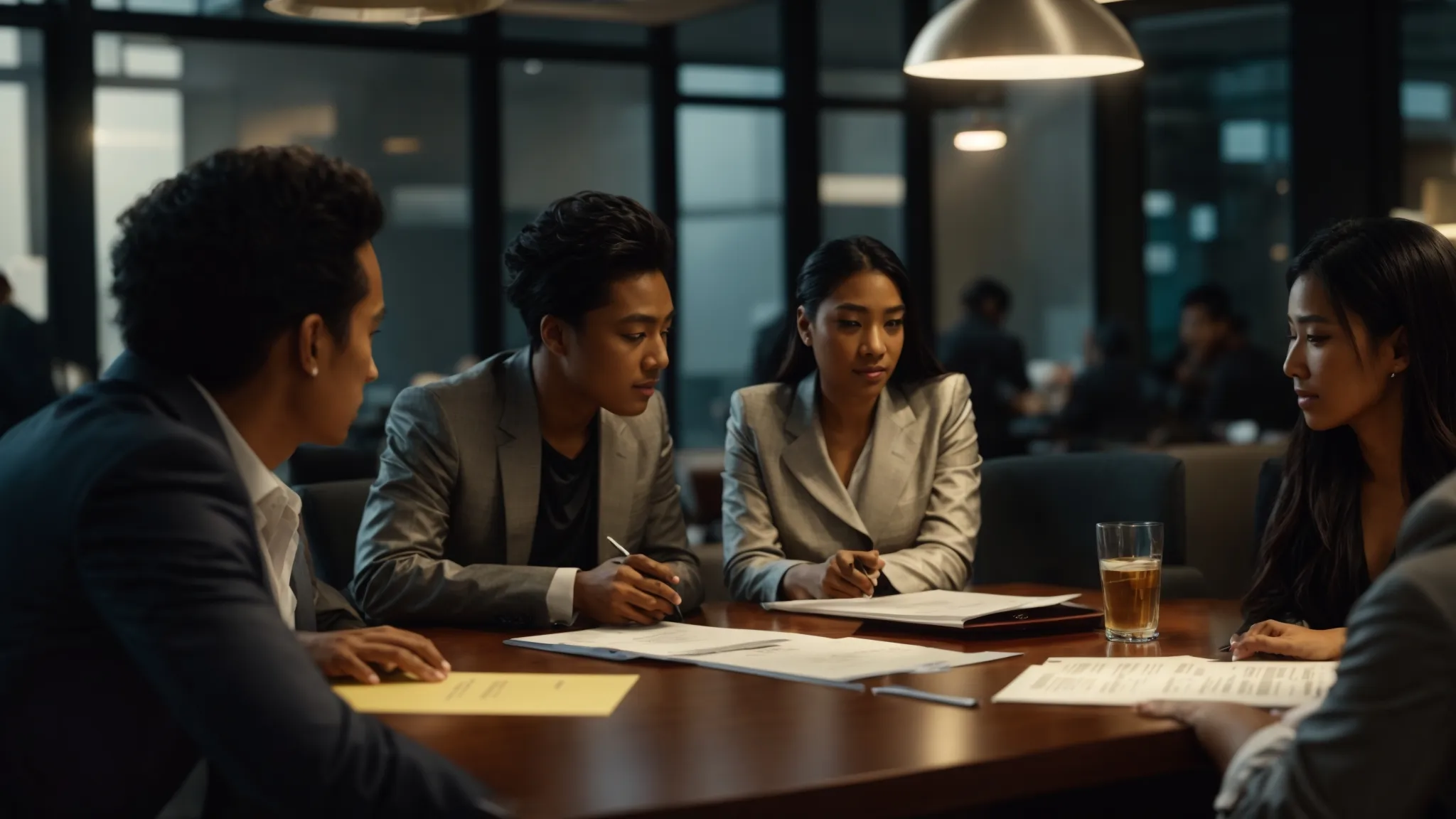 a focused and vibrant scene depicting a diverse group of individuals engaged in a discussion around a table, surrounded by business and personal cheques, illuminated by soft, natural light that highlights the importance of navigating cheque disputes through collaboration and support.