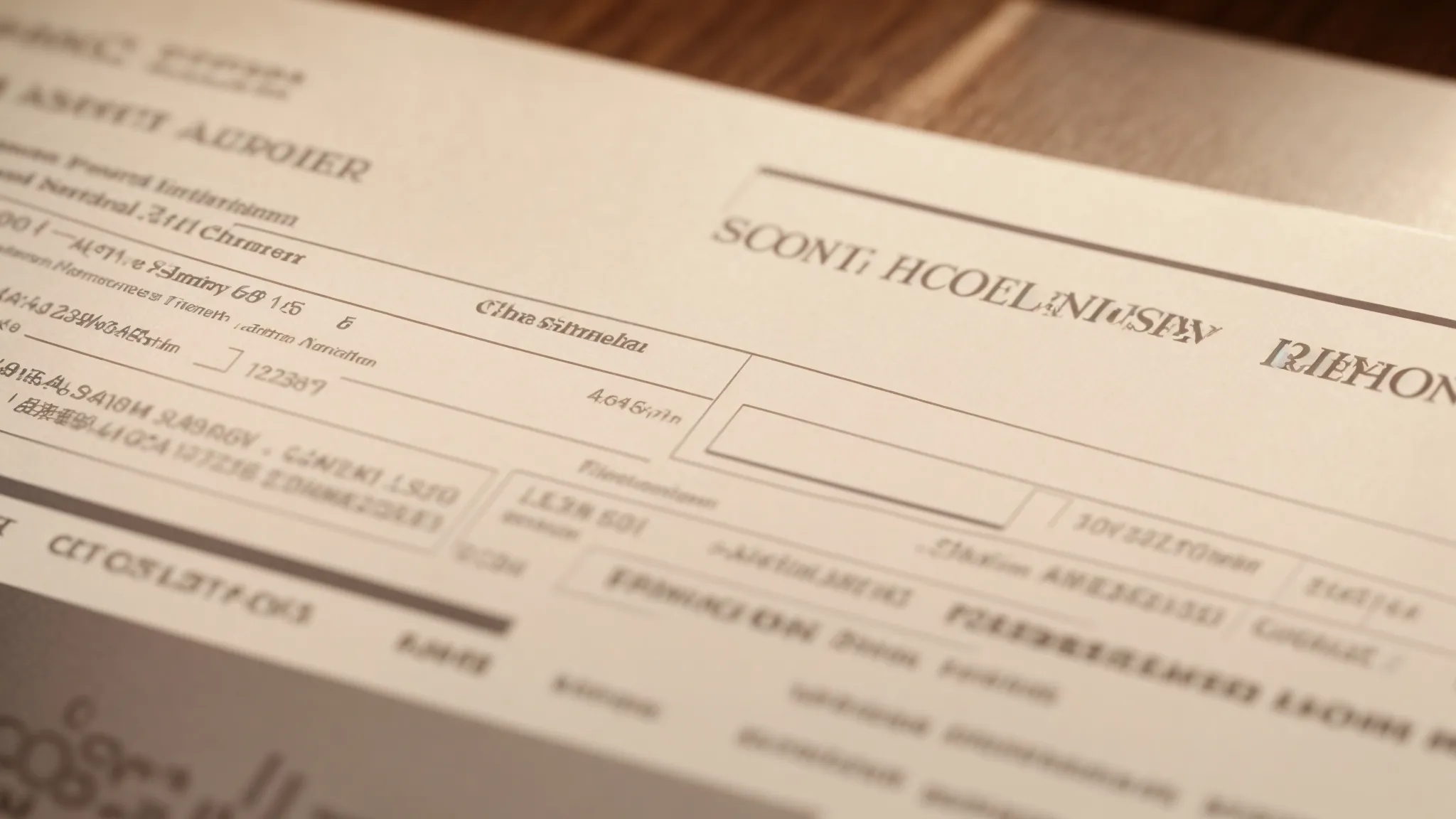 a focused close-up of a meticulously detailed business cheque, showcasing precise amounts and dates under warm, soft lighting, symbolizing the importance of accurate proofreading for seamless financial transactions.