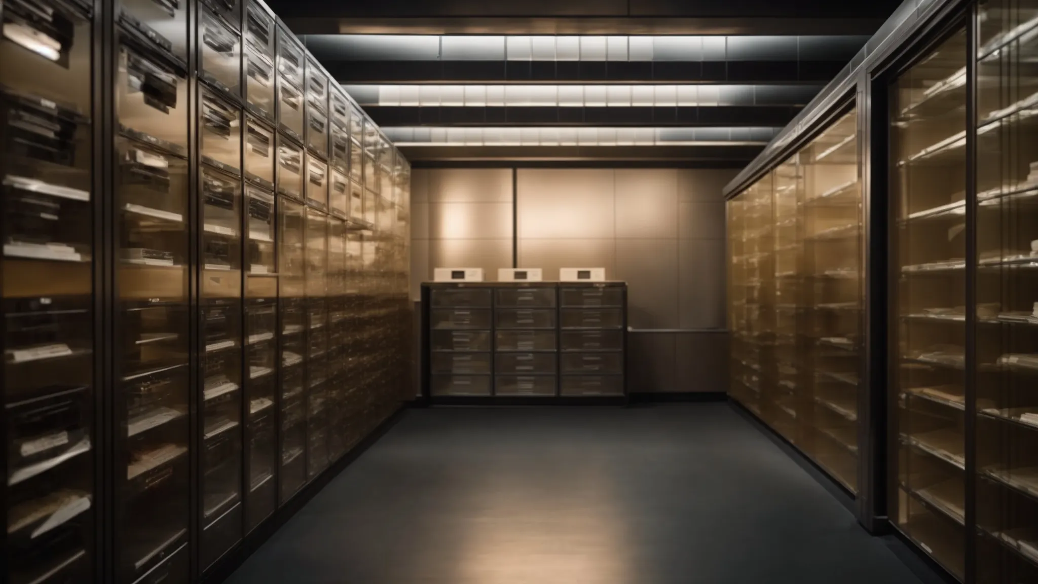 a secure vault filled with neatly stacked business and personal cheques, illuminated by soft overhead lighting, emphasizes the importance of safeguarding financial documents with vigilant monitoring and access controls.