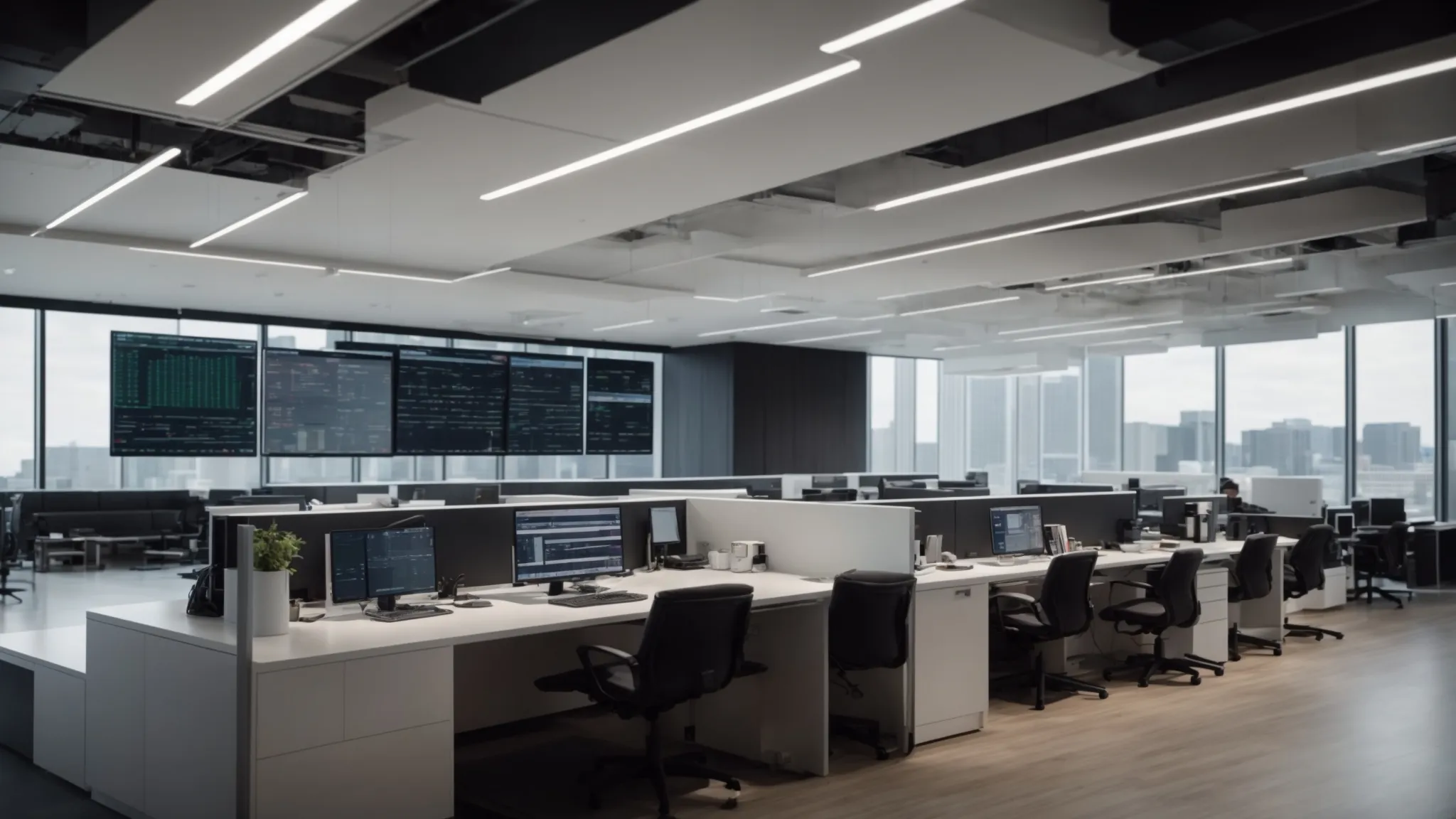 a sleek, modern office environment showcases a large digital display, vividly illustrating real-time cheque tracking data, with focused professionals analyzing its transformative impact on operational efficiency and client trust.