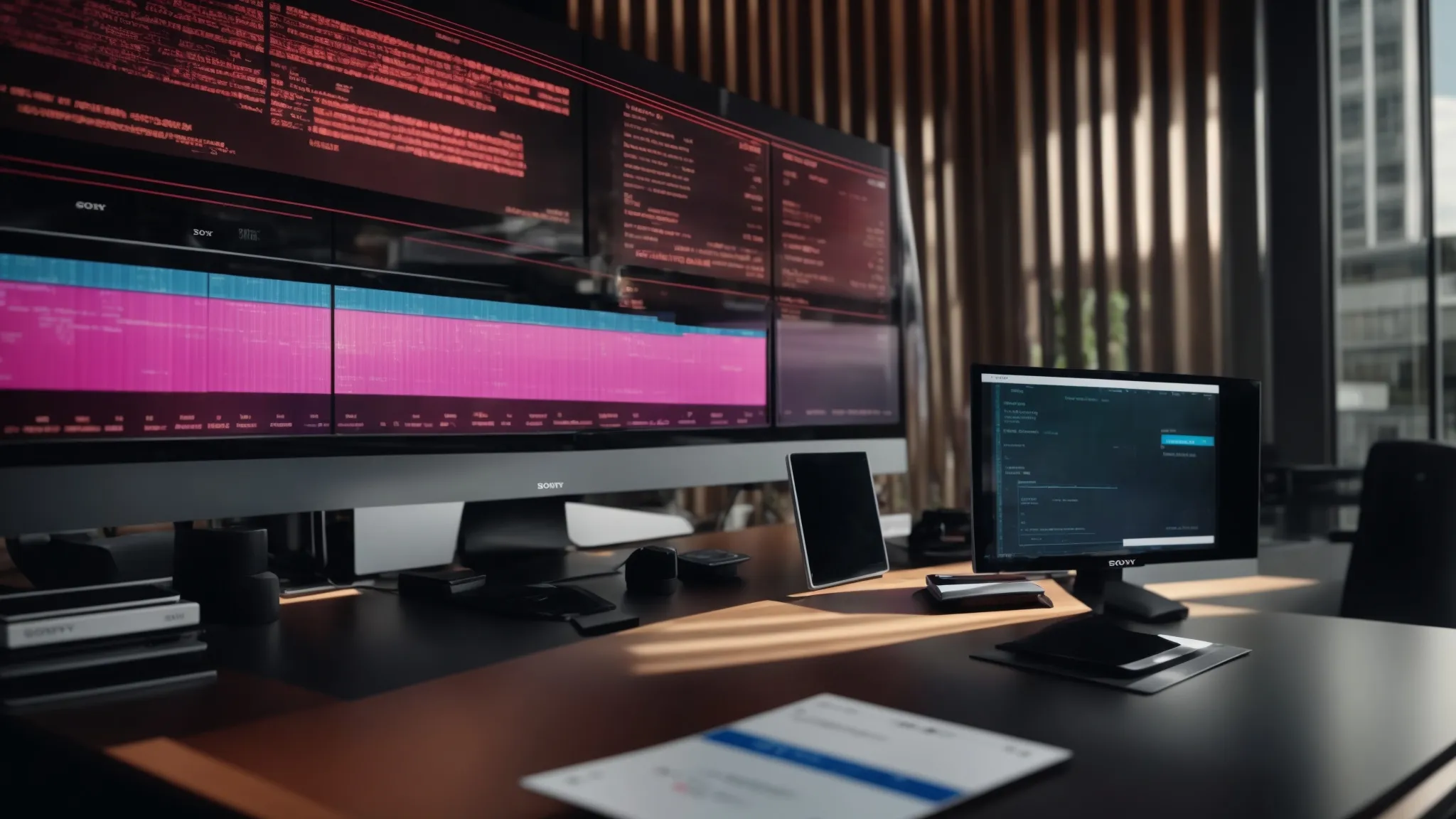 a sleek, modern workspace featuring a vibrant digital interface displaying secure online cheque ordering, with attention-grabbing visuals of encrypted transactions and real-time order tracking, conveying trust and efficiency in financial management.