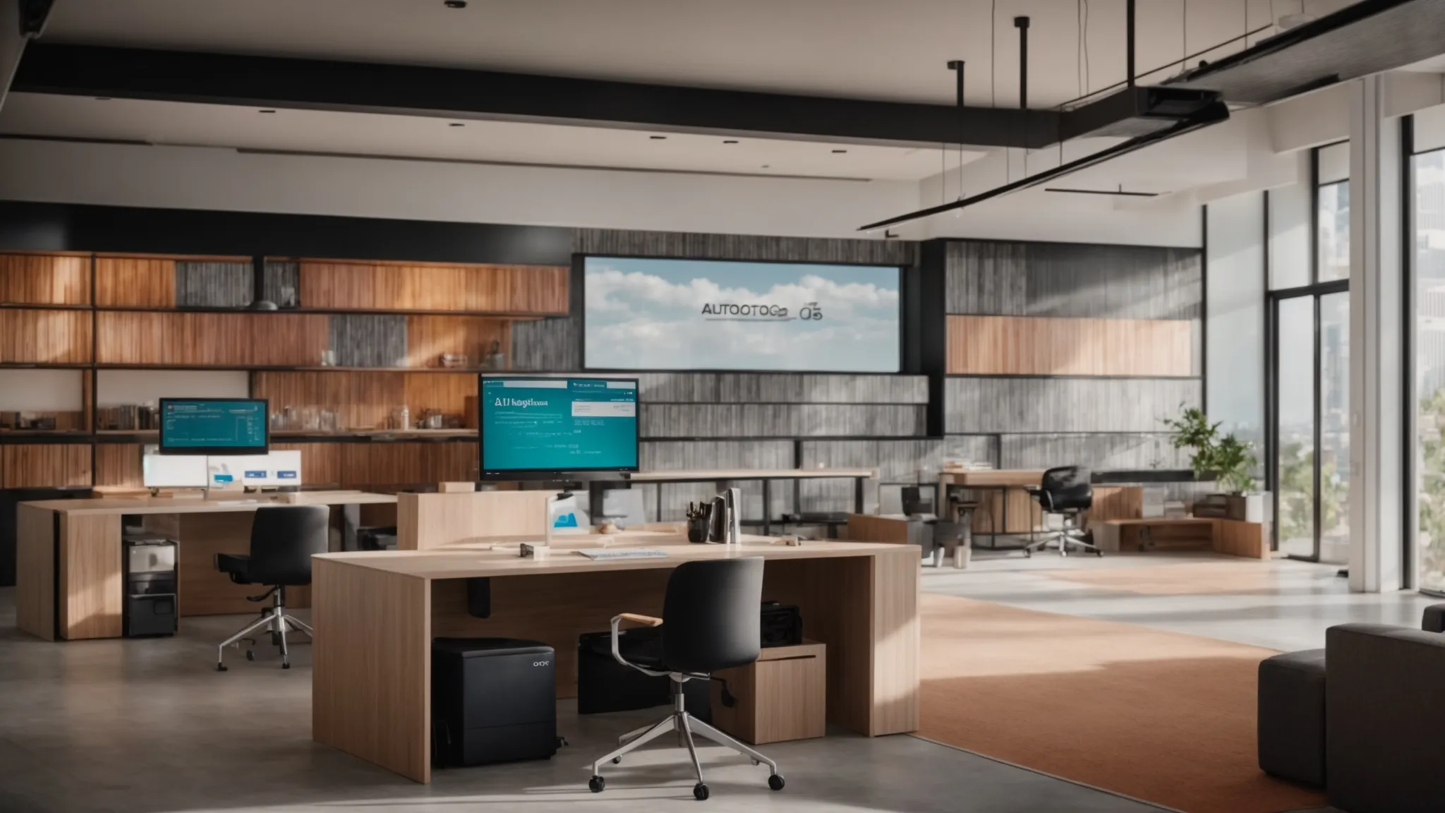 a vibrant, modern workspace showcases neatly stacked custom-printed business cheques, reflecting unique designs and colors that embody brand identity, with a subtle focus on security features and user-friendly printing tools in the background.