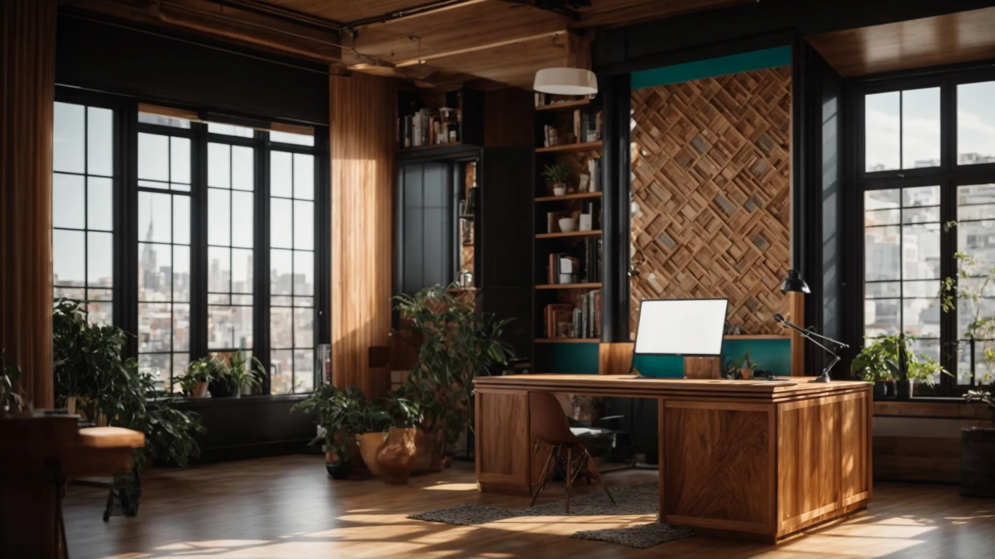 a vibrant, stylish workspace featuring an elegant assortment of unique personal cheques, showcasing intricate designs and colors against a polished wooden desk, illuminated by warm natural light filtering through a nearby window.
