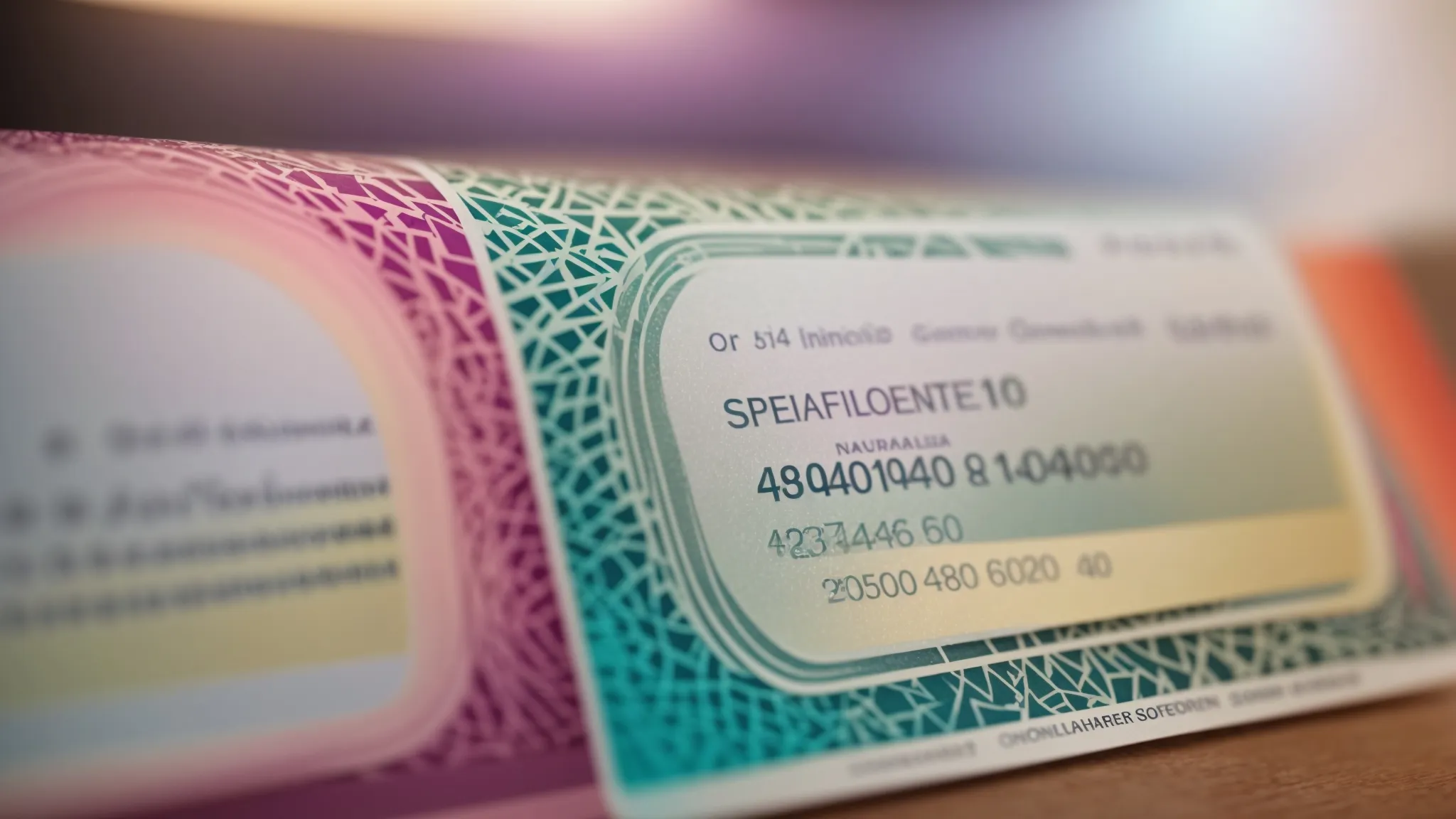 a visually striking close-up of elegantly designed cheques showcasing vibrant colors and intricate patterns, symbolizing the blend of quality and personal touch in customer satisfaction amidst a softly blurred background of a bustling office environment.