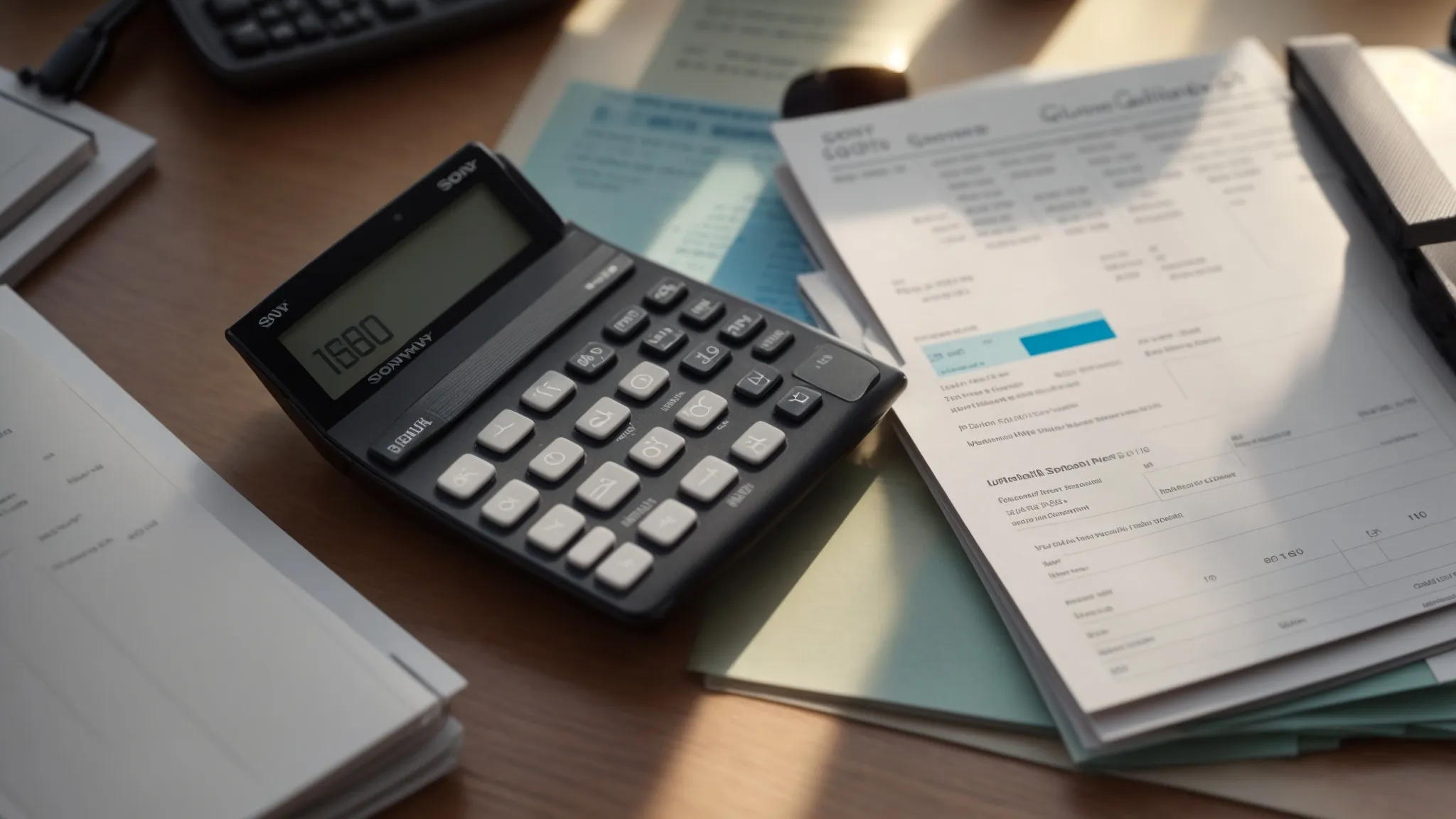 a well-organized desk featuring a detailed budget planner, a sleek calculator, and a visual chart of savings growth, illuminated by soft natural light, symbolizes effective financial management and foresight against insufficient funds.