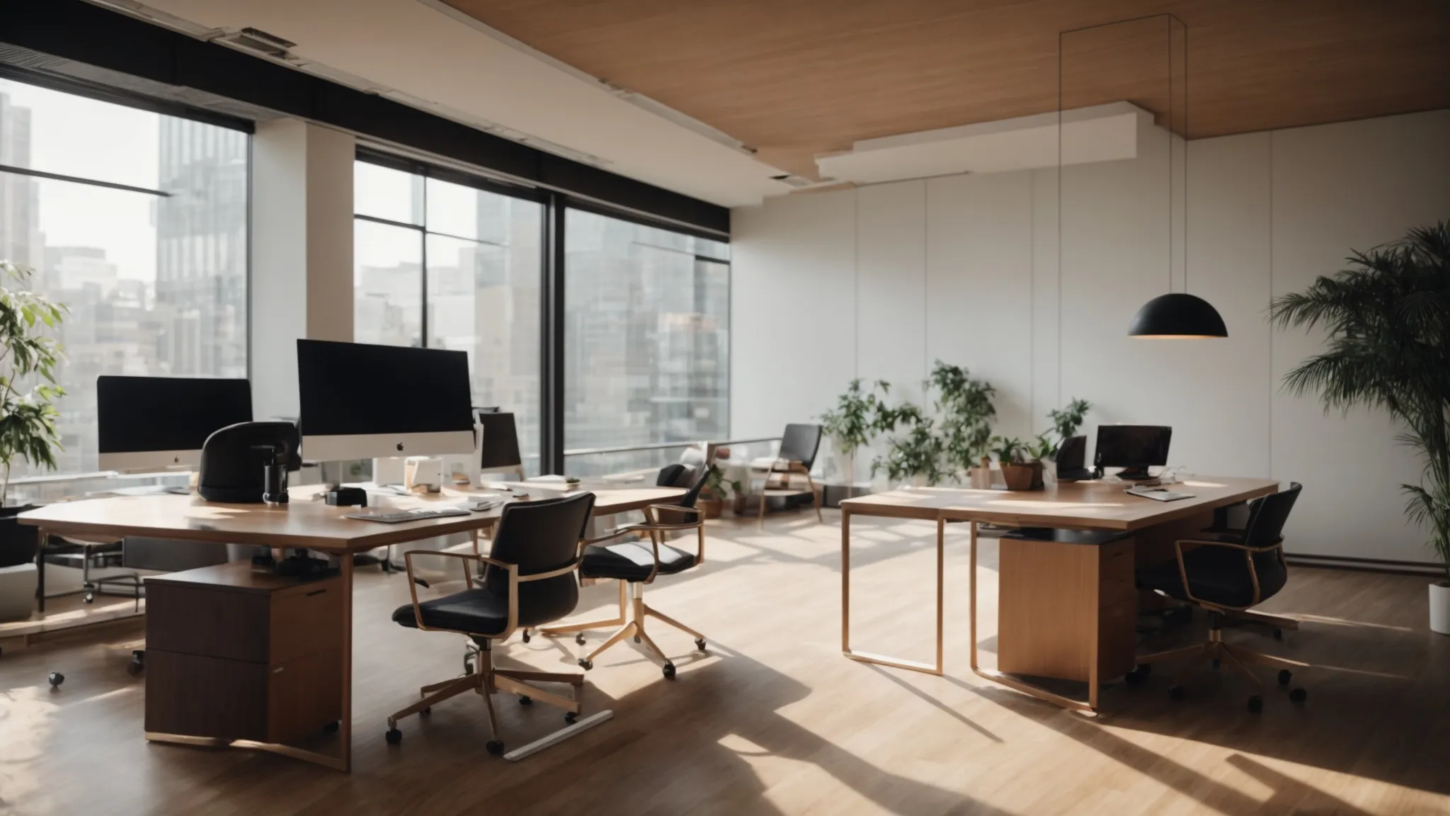 an elegant office desk is adorned with neatly stacked corporate cheques, surrounded by soft natural light streaming through a large window, highlighting the trustworthiness and professionalism of local providers.
