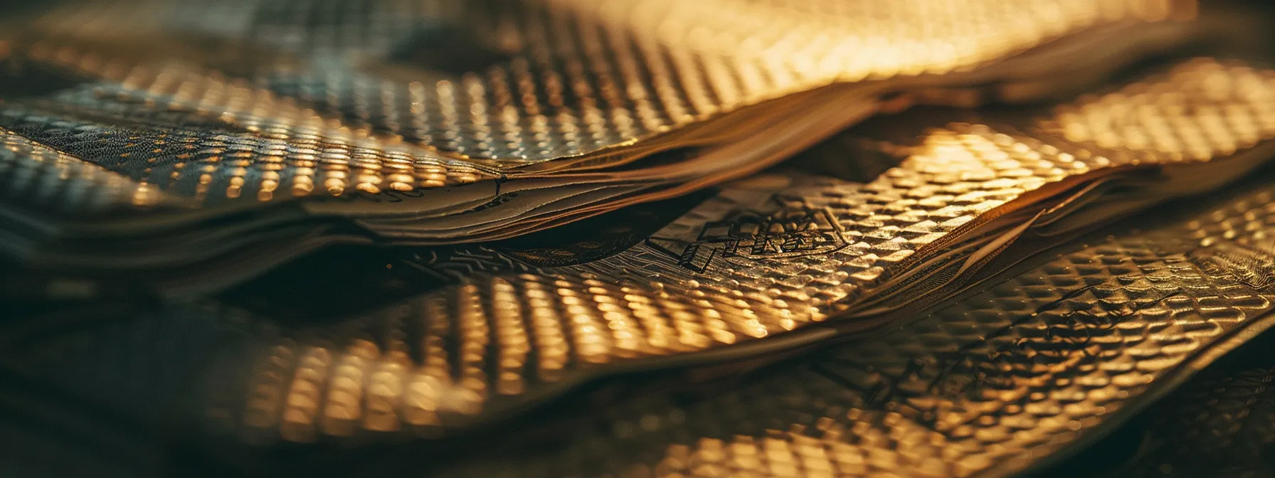 a captivating close-up of a stack of elegant cheques, showcasing their intricate designs and subtle textures under soft, diffused lighting, symbolizing trust and financial stability.
