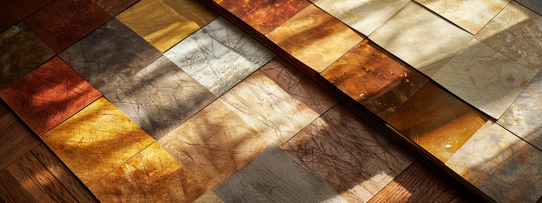 a close-up of an elegant collection of assorted cheques in rich textures and subtle colors, arranged artfully on a polished wooden surface, illuminated by soft, natural light to enhance their sophisticated designs.