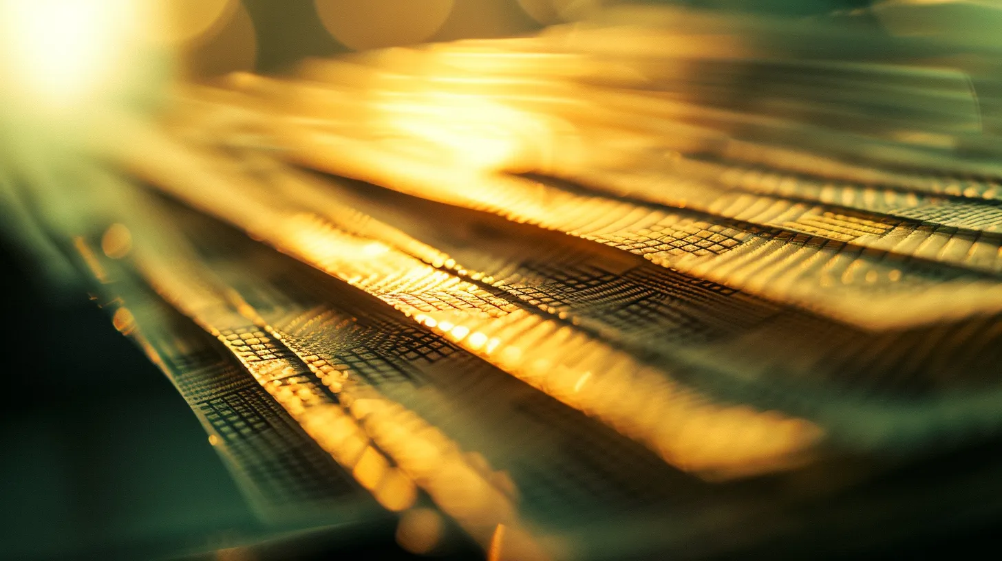 a close-up view of a stack of elegantly designed business and personal cheques, featuring intricate patterns and a soft, diffused light that highlights their crisp edges and rich colors, set against a blurred background for a professional and sophisticated atmosphere.
