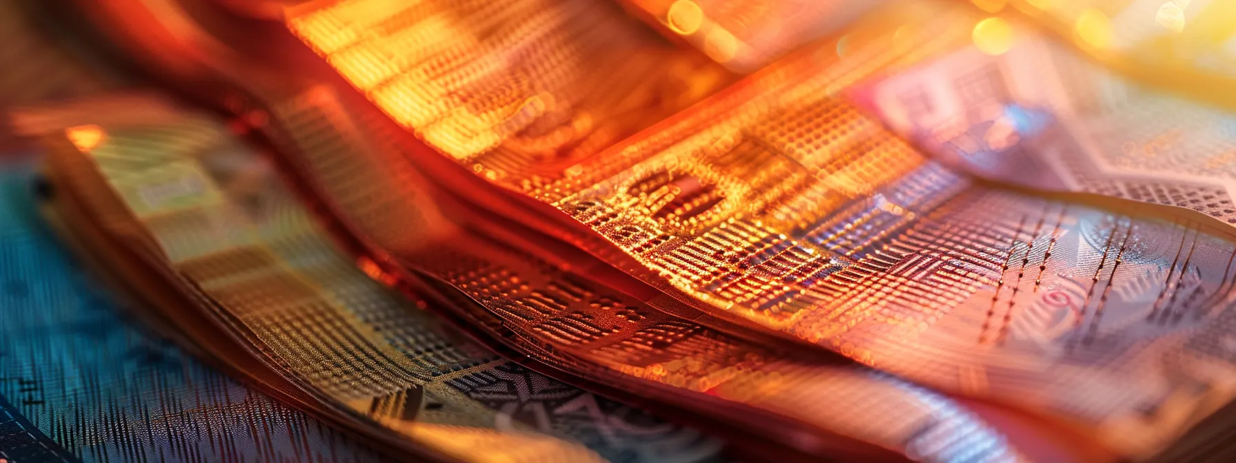 a close-up of a stack of meticulously arranged, vibrant business and personal cheques, showcasing their intricate designs and textures under soft, diffused lighting.
