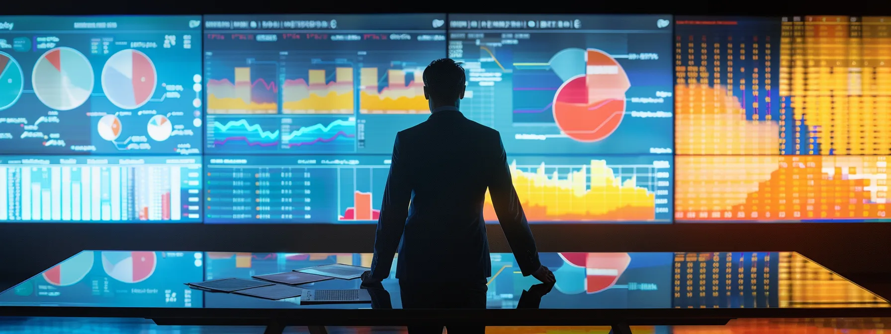 a dynamic, professional setting showcases a confident business leader engaging in a strategic negotiation with a supplier, as colorful charts and bulk order forms are displayed on a sleek conference table under soft, focused lighting.
