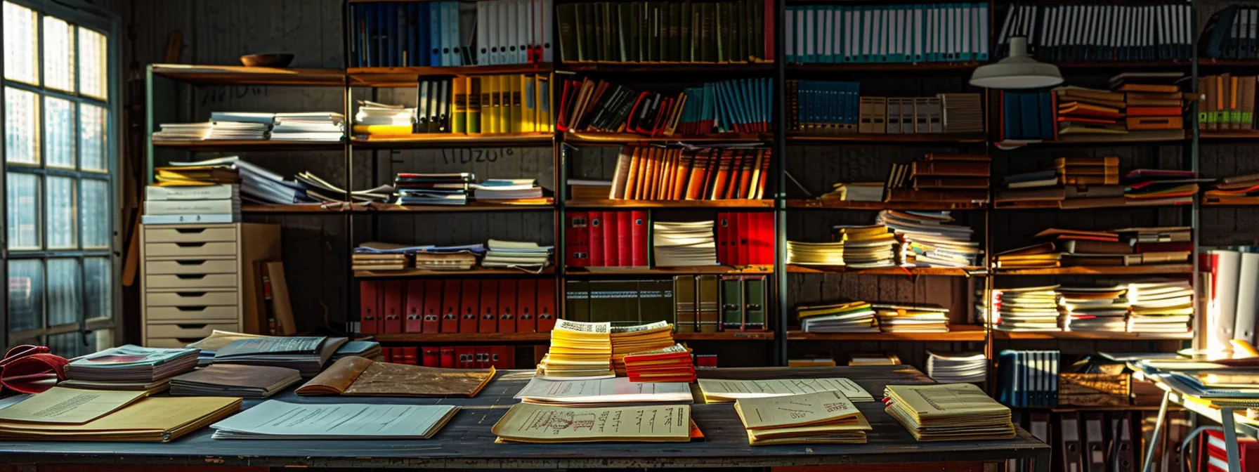 a pristine workspace showcases a neatly stacked array of vibrant business and personal cheques, illuminated by soft, natural light that enhances the textures of the paper and ink, conveying a sense of professionalism and organization.