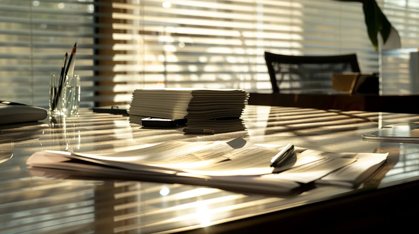 a sophisticated arrangement of business and personal cheques lies gracefully on a sleek, polished desk, illuminated by soft, natural light filtering through a nearby window, evoking a sense of professionalism and trust.
