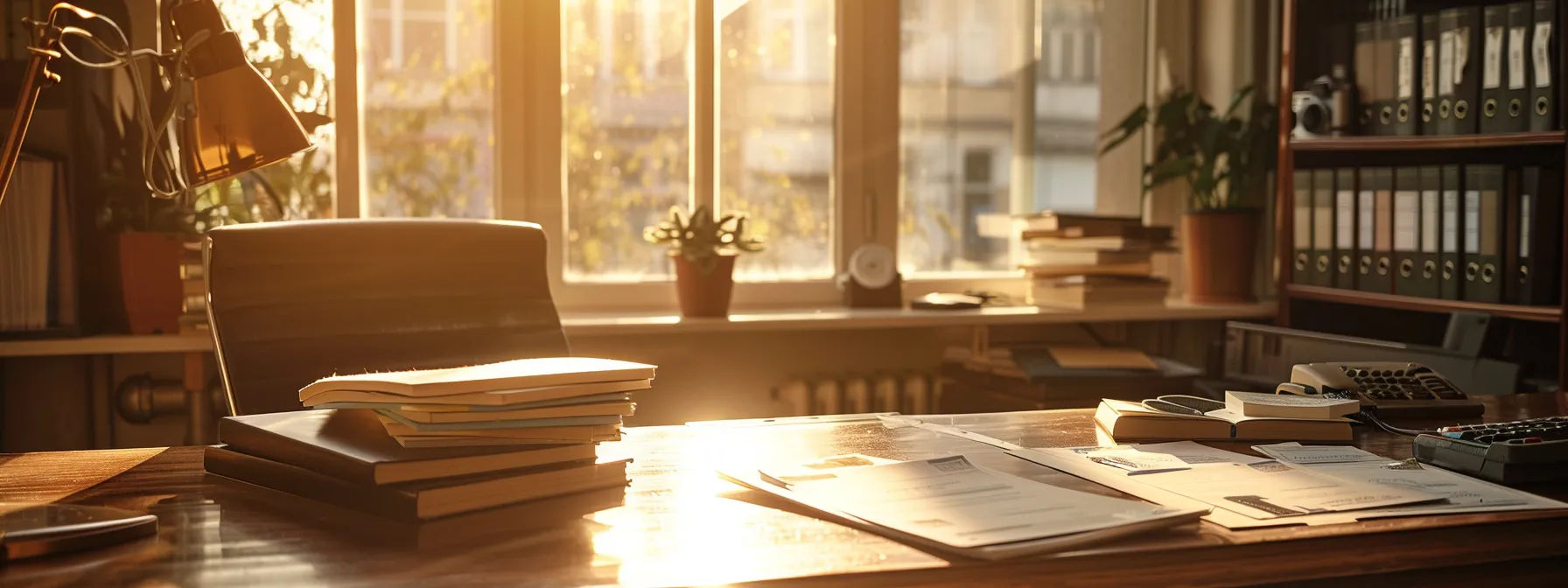 a vibrant and professional workspace illuminated by soft natural light, featuring an elegant desk adorned with neatly stacked business cheques and a classic manual cheque book, emphasizing productivity and financial organization.