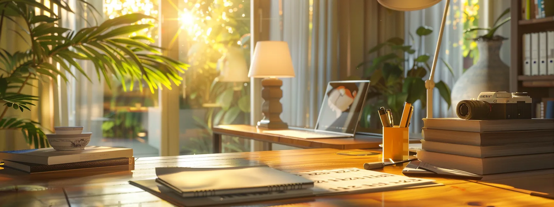 a vibrant, well-organized workspace showcases an elegant arrangement of business and personal cheques on a polished wooden desk, illuminated by soft, natural light streaming through a large window, emphasizing the importance of financial transactions.