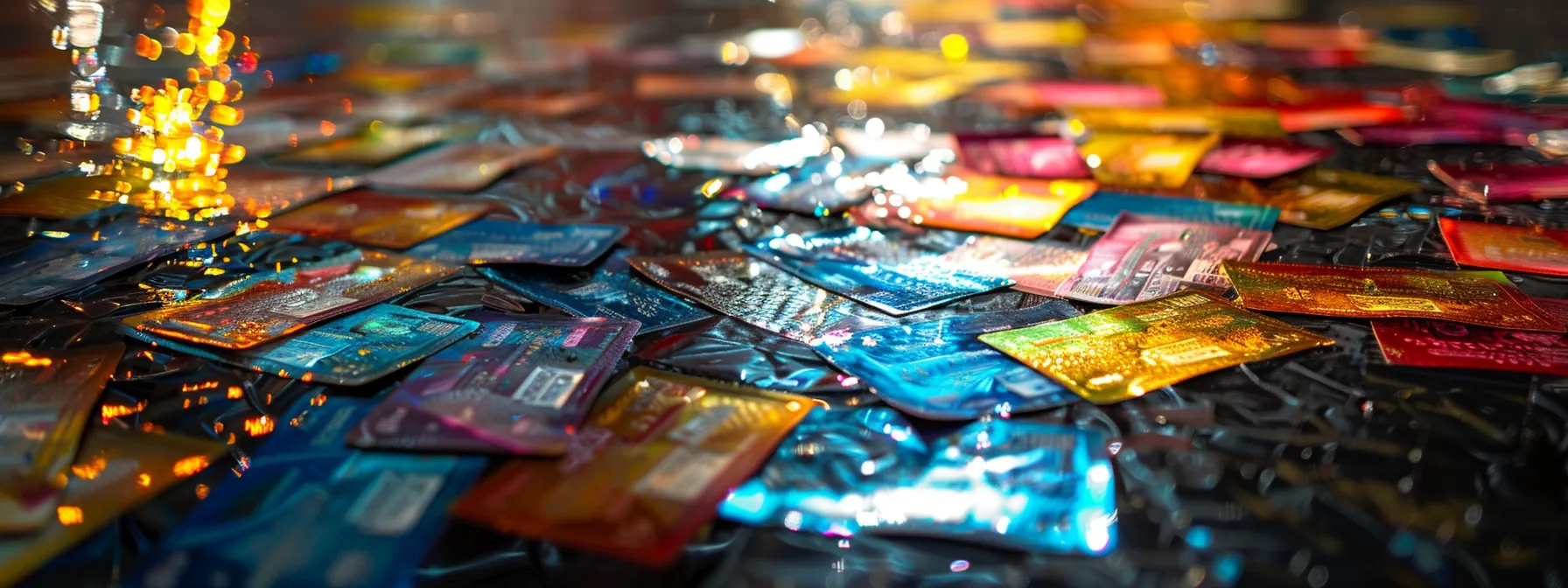 a visually arresting scene captures a collection of vibrant business and personal cheques artfully scattered on a sleek, reflective surface, illuminated by soft, diffused lighting to enhance their intricate designs and colors.